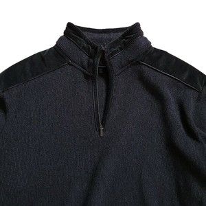 Amerigo Vespucci Made in Italy Pure Wool Leather Trimmed 1/4 Zip Sweater XL